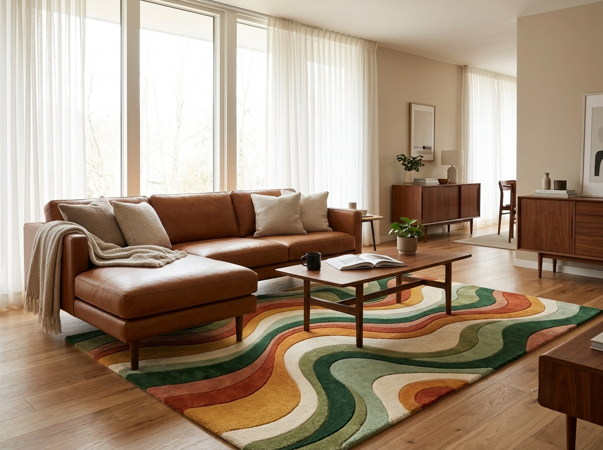 Retro Wave Area Rug | 70s Groovy Hand-Tufted Rug