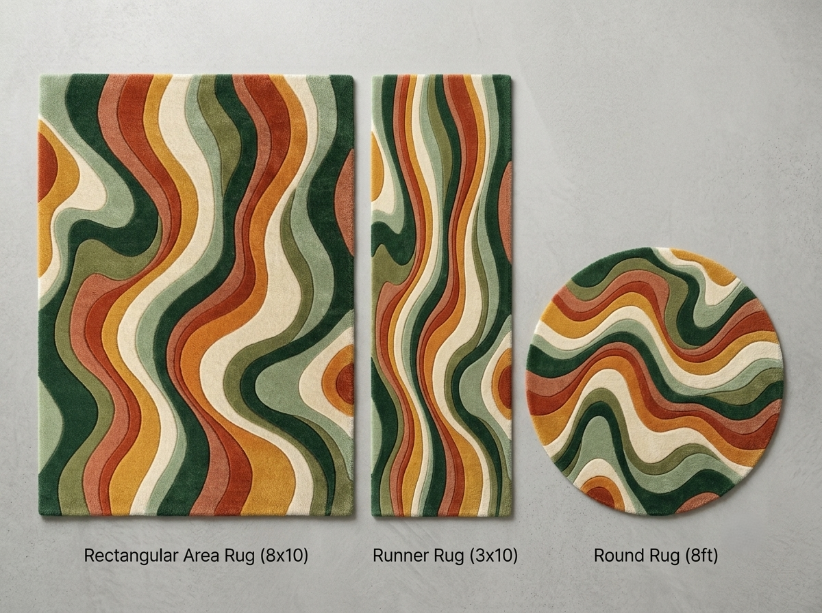 Retro Wave Area Rug | 70s Groovy Hand-Tufted Rug