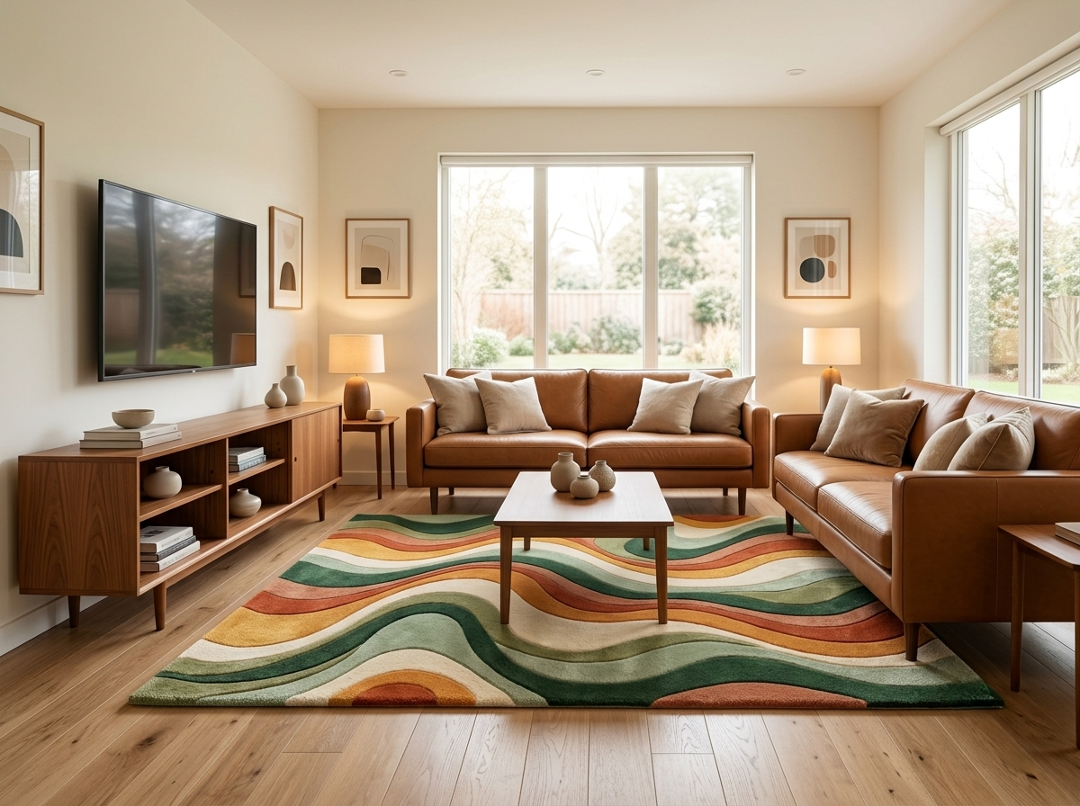 Retro Wave Area Rug | 70s Groovy Hand-Tufted Rug
