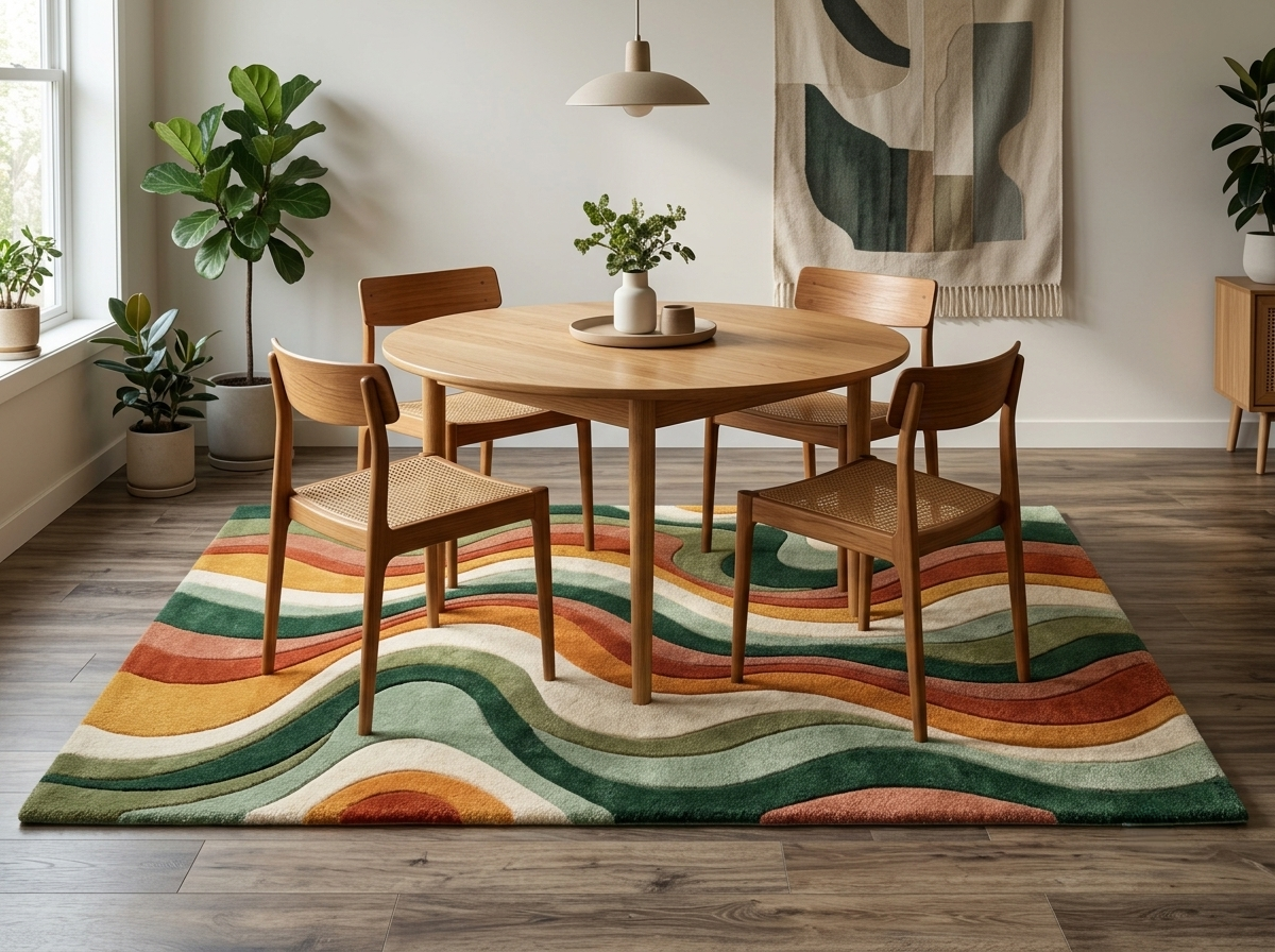 Retro Wave Area Rug | 70s Groovy Hand-Tufted Rug