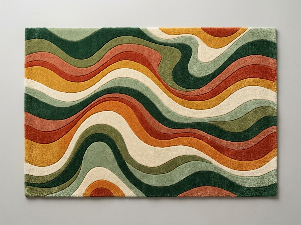 Retro Wave Area Rug | 70s Groovy Hand-Tufted Rug