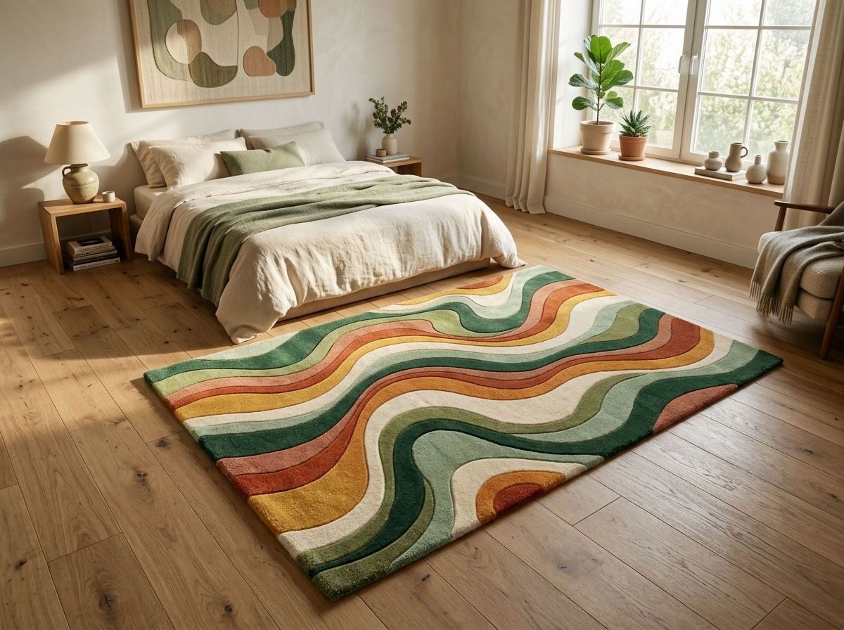 Retro Wave Area Rug | 70s Groovy Hand-Tufted Rug