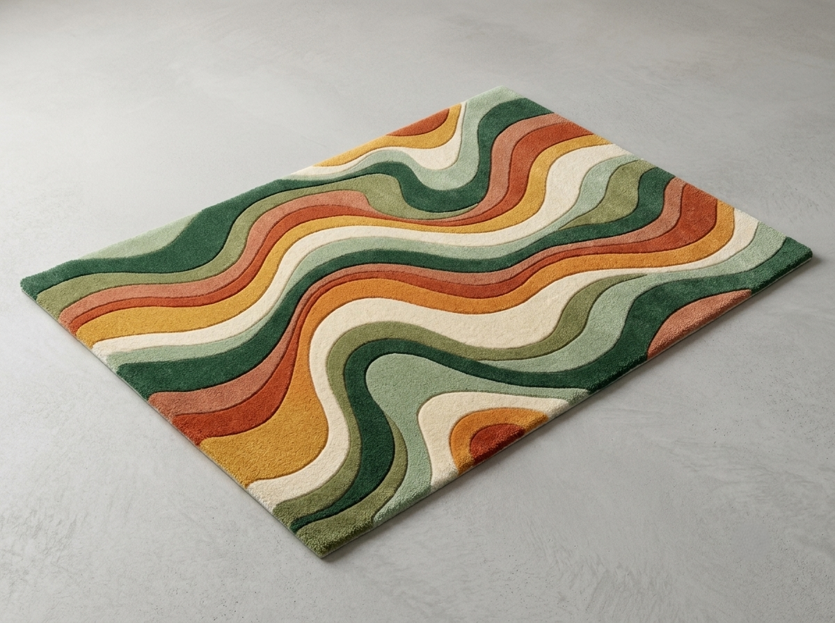 Retro Wave Area Rug | 70s Groovy Hand-Tufted Rug