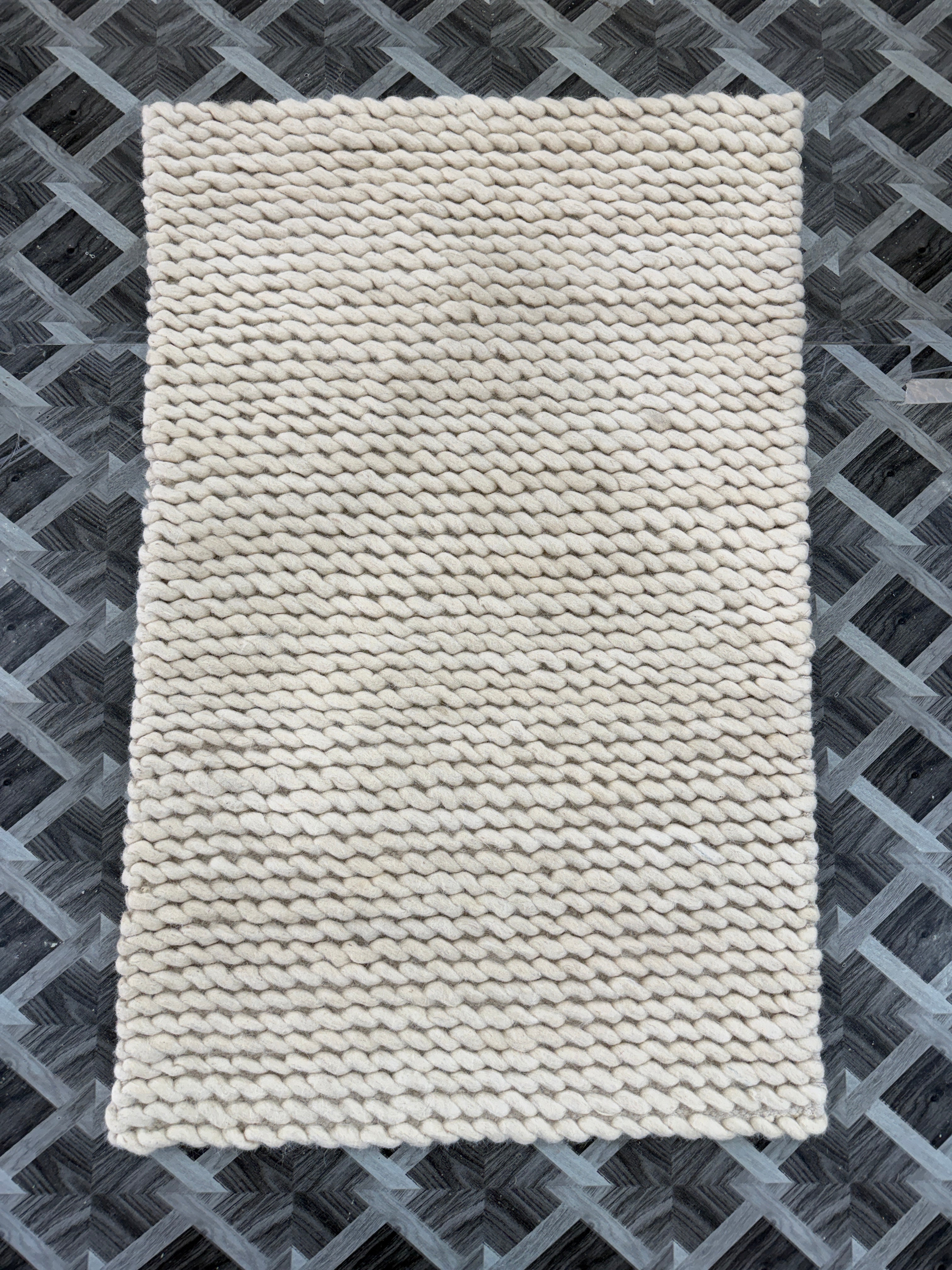 Chunky Wool Rug | Ivory Textured Area Rug | Handmade Neutral Carpet | Modern Boho Decor | Cozy Minimalist Bedroom Rug