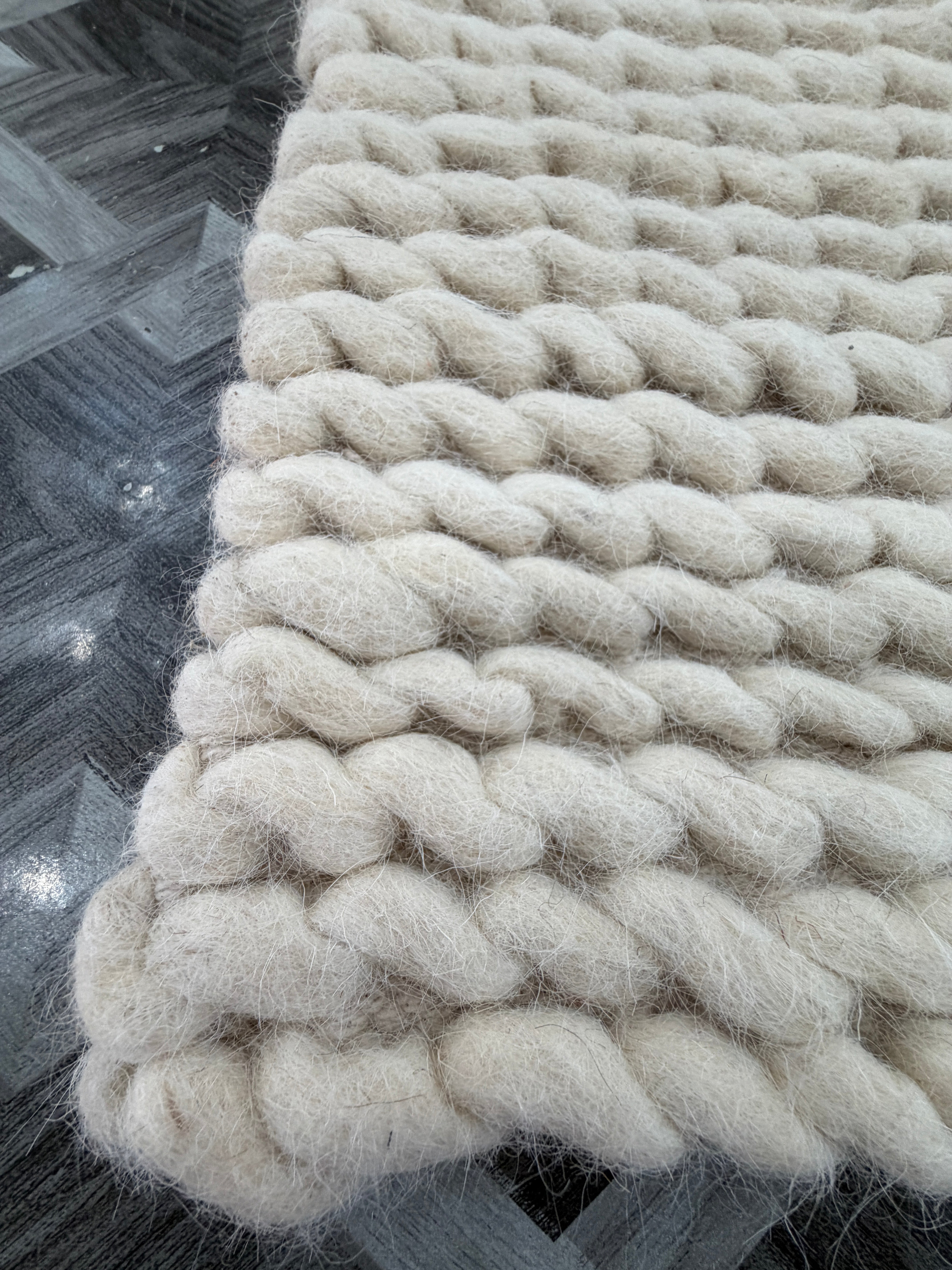 Chunky Wool Rug | Ivory Textured Area Rug | Handmade Neutral Carpet | Modern Boho Decor | Cozy Minimalist Bedroom Rug