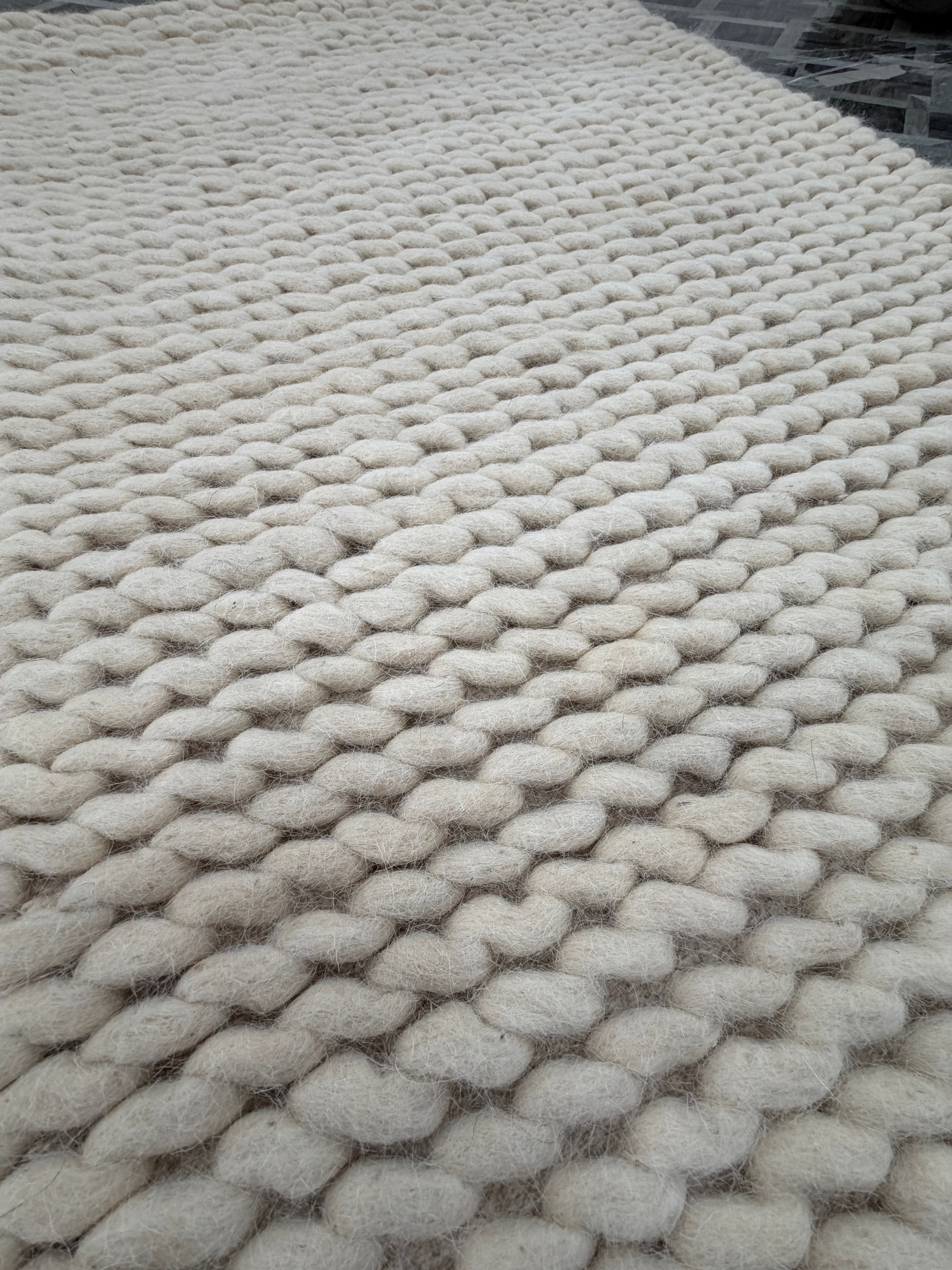 Chunky Wool Rug | Ivory Textured Area Rug | Handmade Neutral Carpet | Modern Boho Decor | Cozy Minimalist Bedroom Rug