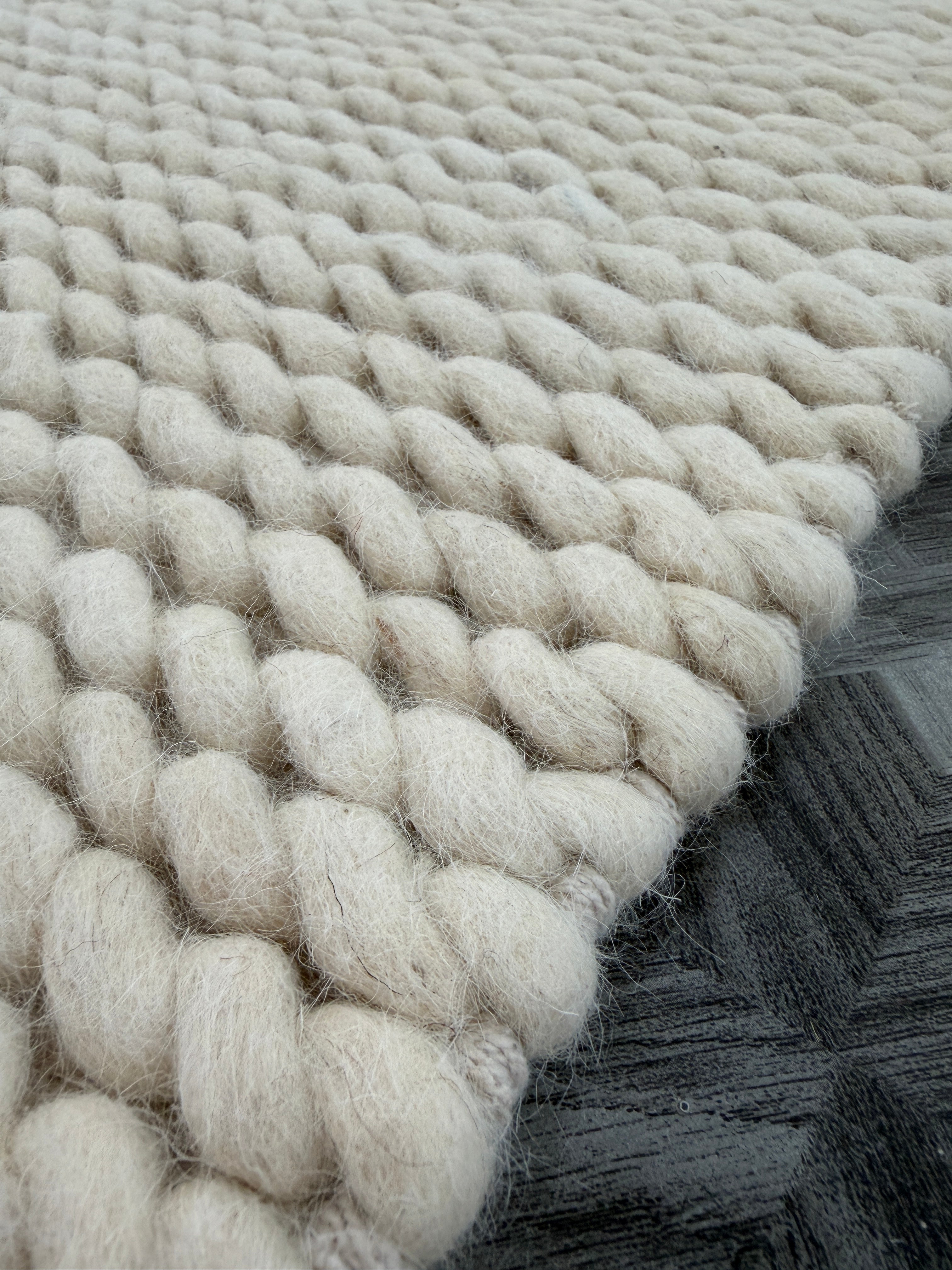 Chunky Wool Rug | Ivory Textured Area Rug | Handmade Neutral Carpet | Modern Boho Decor | Cozy Minimalist Bedroom Rug