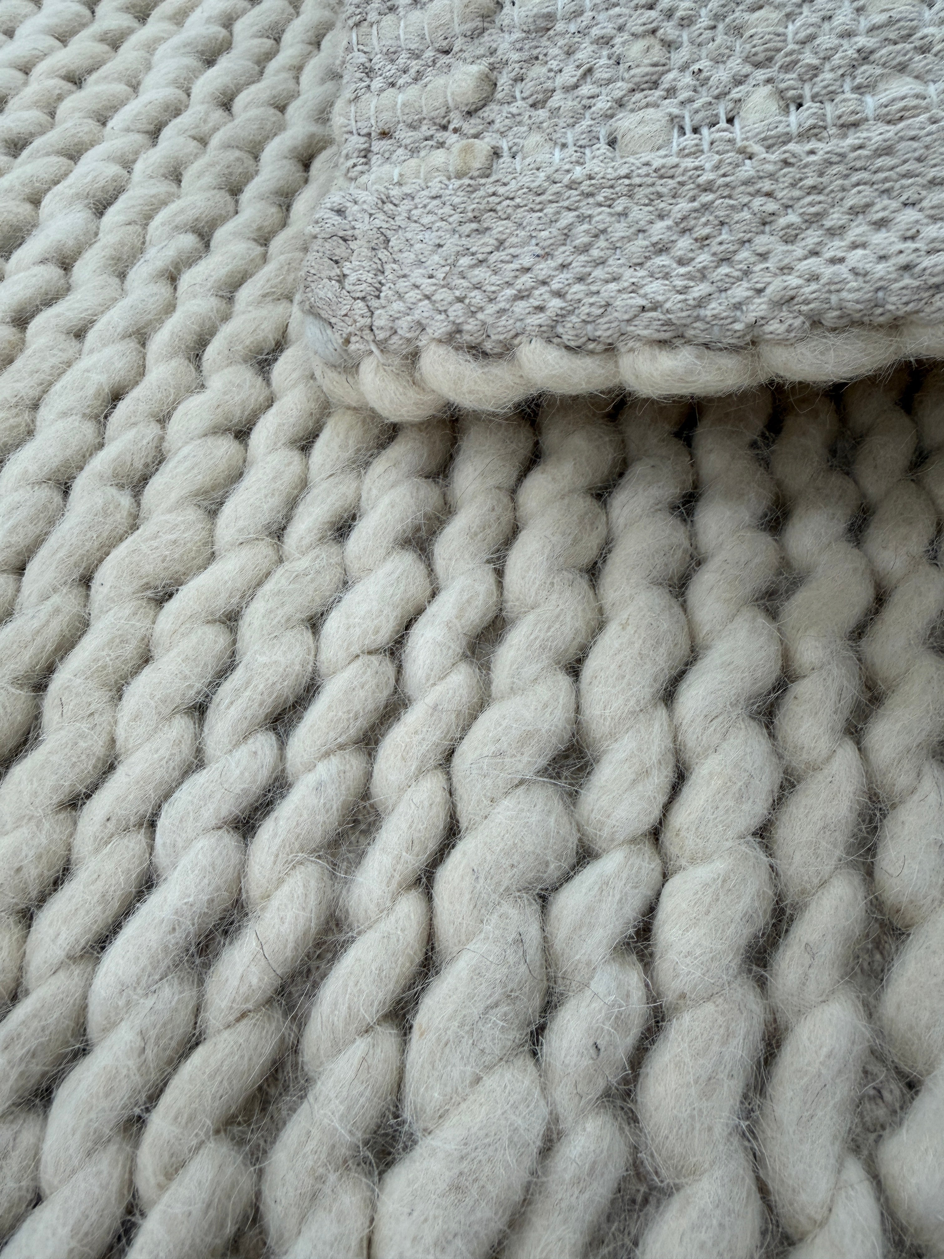 Chunky Wool Rug | Ivory Textured Area Rug | Handmade Neutral Carpet | Modern Boho Decor | Cozy Minimalist Bedroom Rug