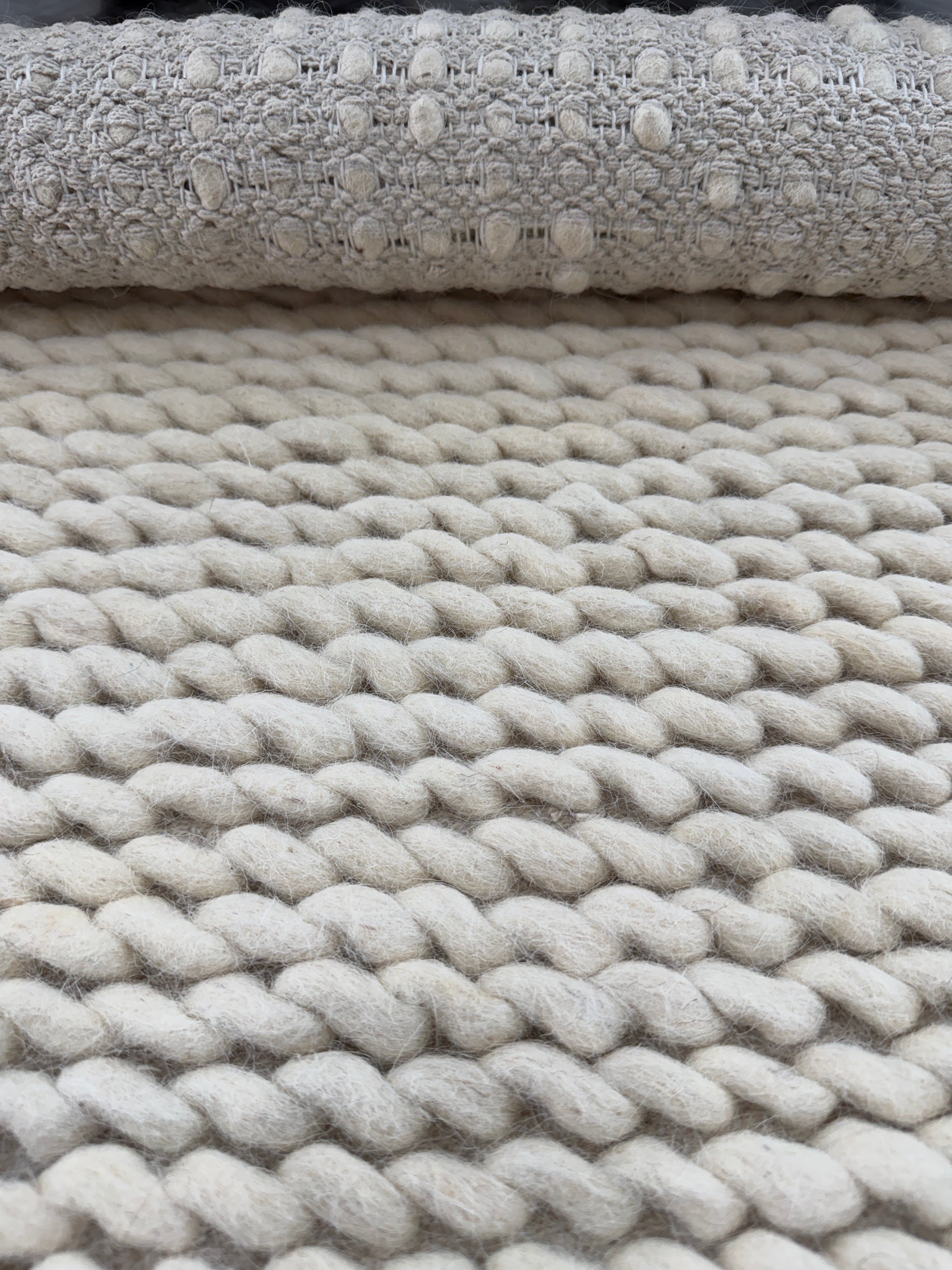 Chunky Wool Rug | Ivory Textured Area Rug | Handmade Neutral Carpet | Modern Boho Decor | Cozy Minimalist Bedroom Rug