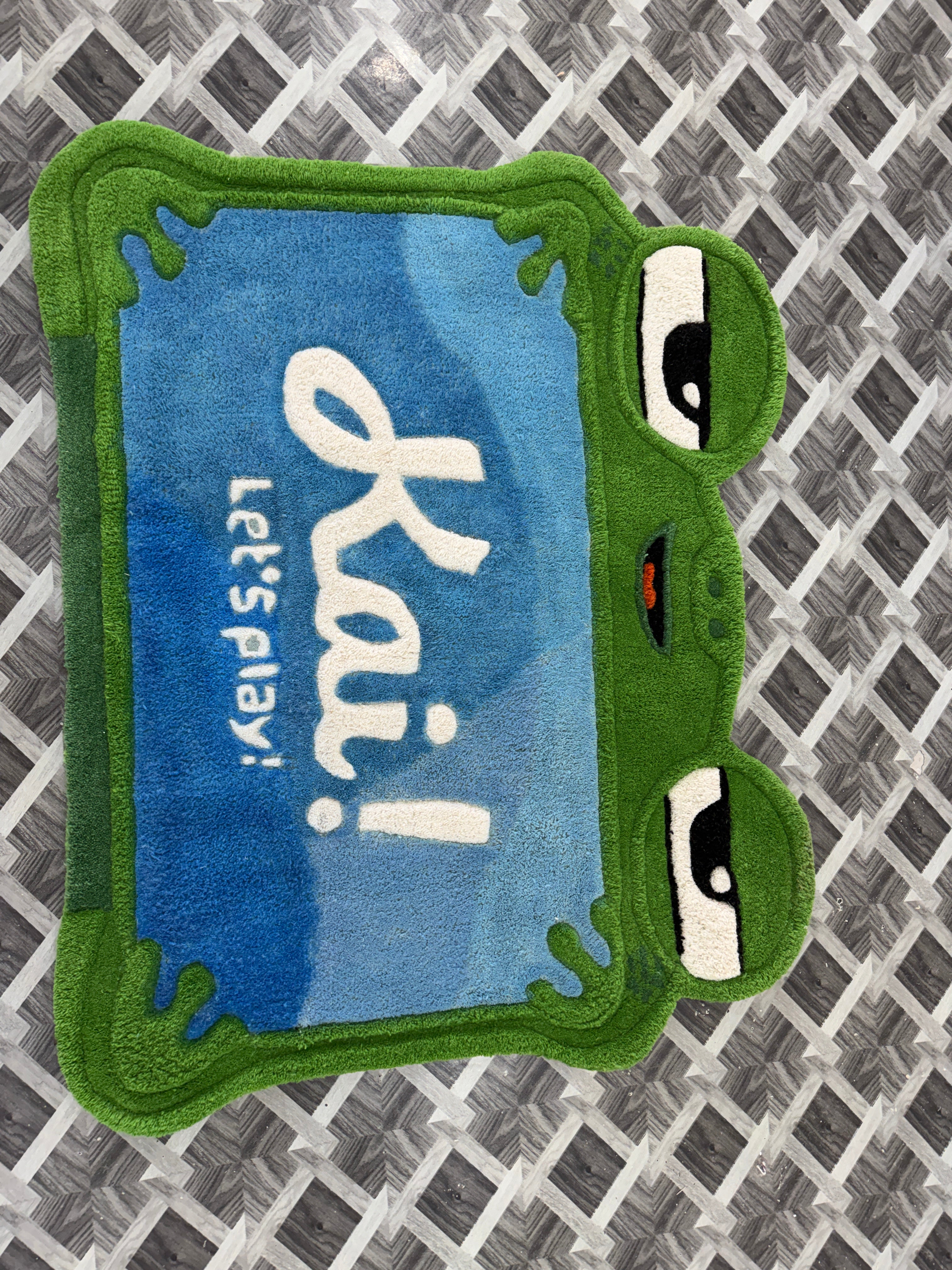 Frog Rug for Kids, Handmade Frog Area Rug, Cute Nursery Rug, Green Animal Rug, Kids Room Decor, Playroom Carpet, Custom Rug