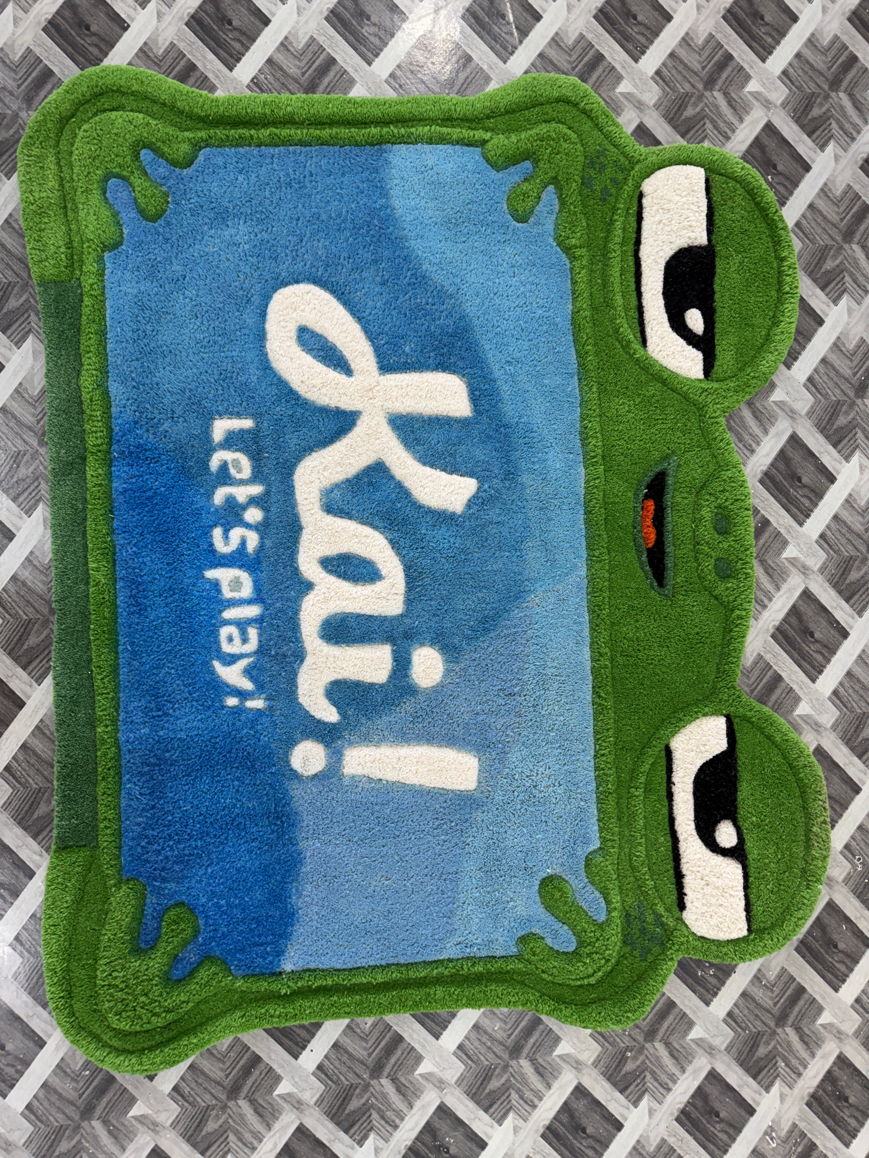 Frog Rug for Kids, Handmade Frog Area Rug, Cute Nursery Rug, Green Animal Rug, Kids Room Decor, Playroom Carpet, Custom Rug