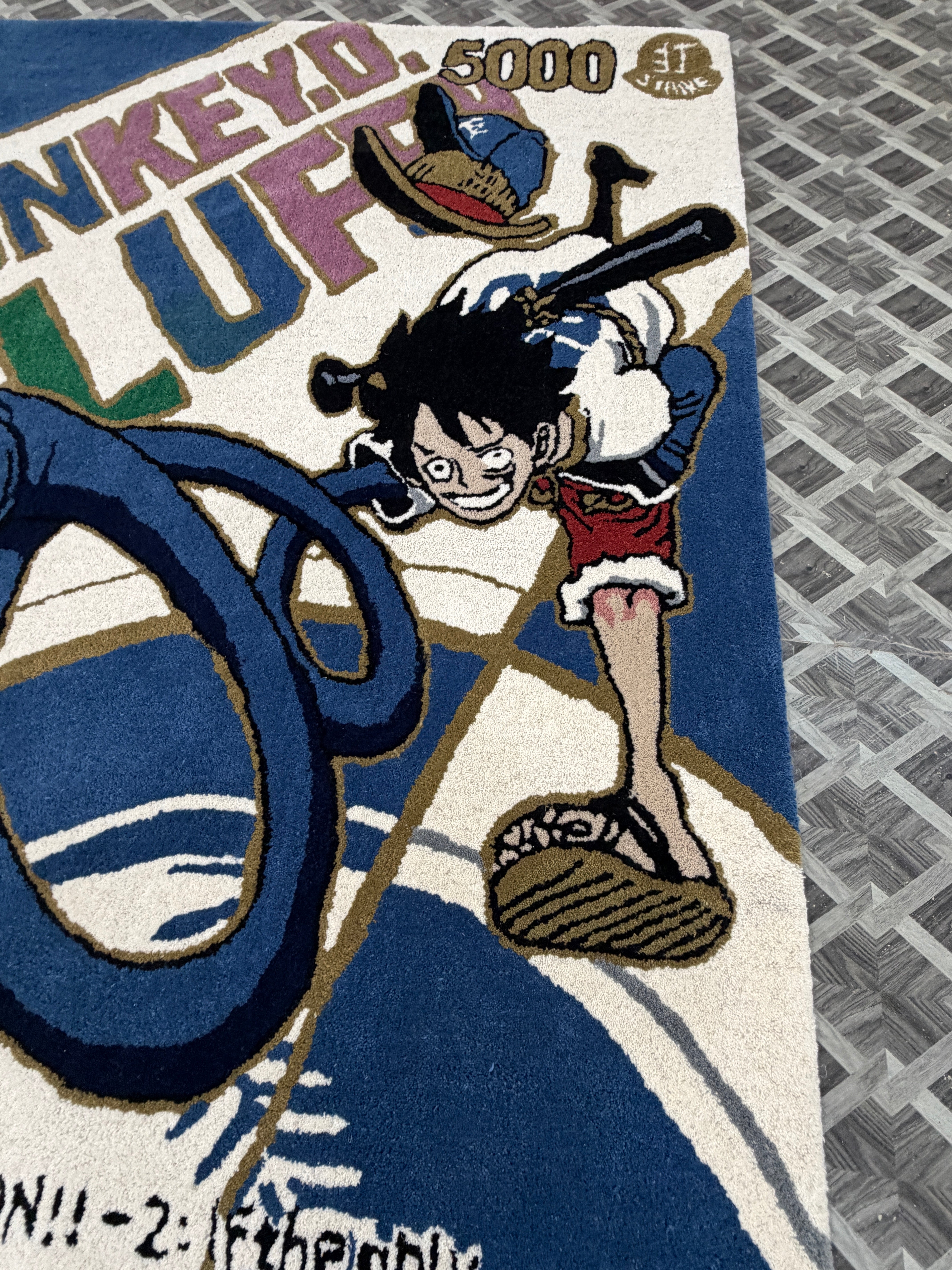 Anime One Piece Luffy Rug | Handmade Tufted Anime Carpet | Monkey D Luffy Decor | Pirate Room Rug | Manga Gift | Gaming Room Decor