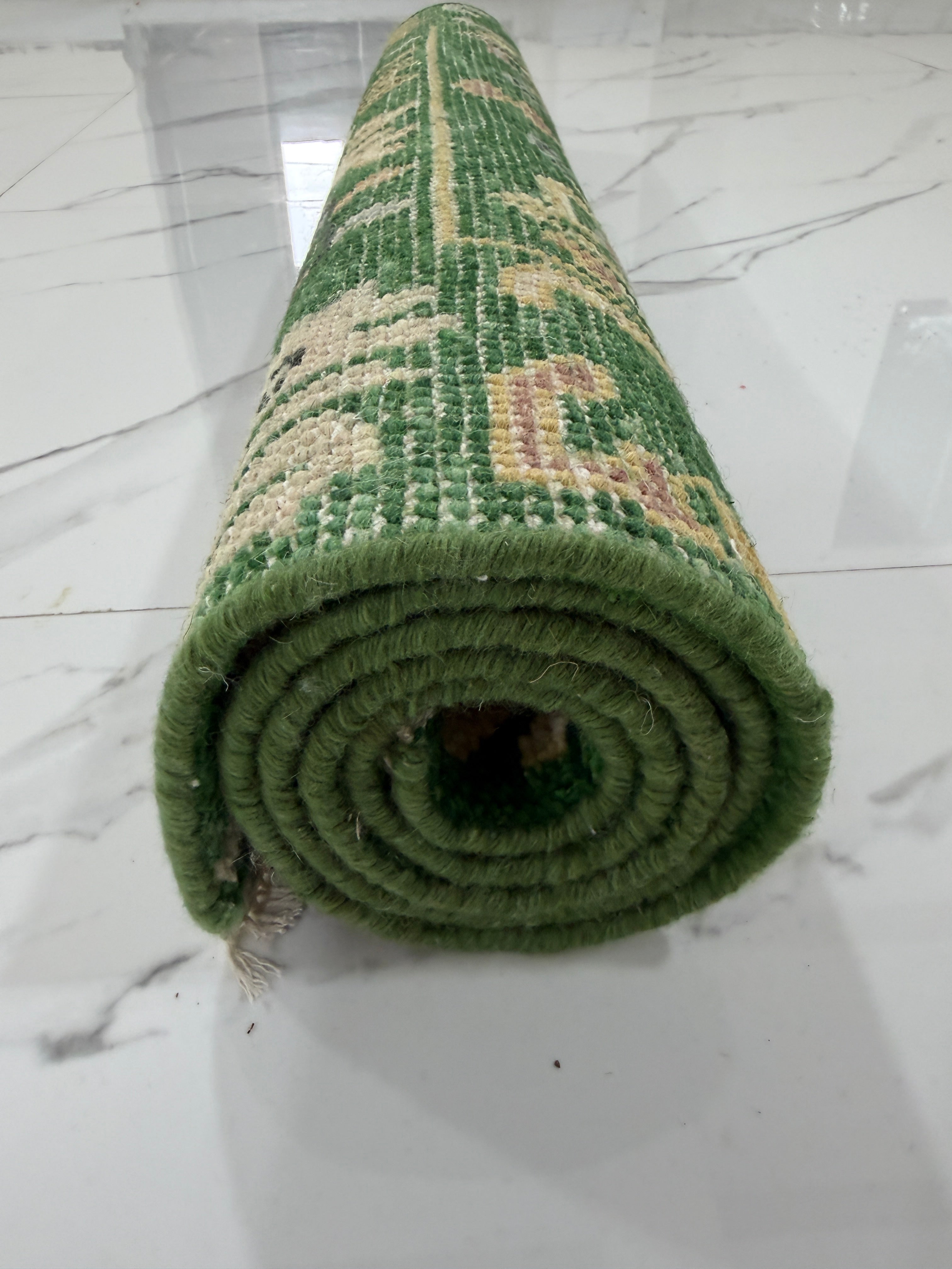 Green Floral Rug | Vintage Boho Area Rug | Traditional Persian Style Carpet | Colorful Botanical Rug | Cottagecore Home Decor