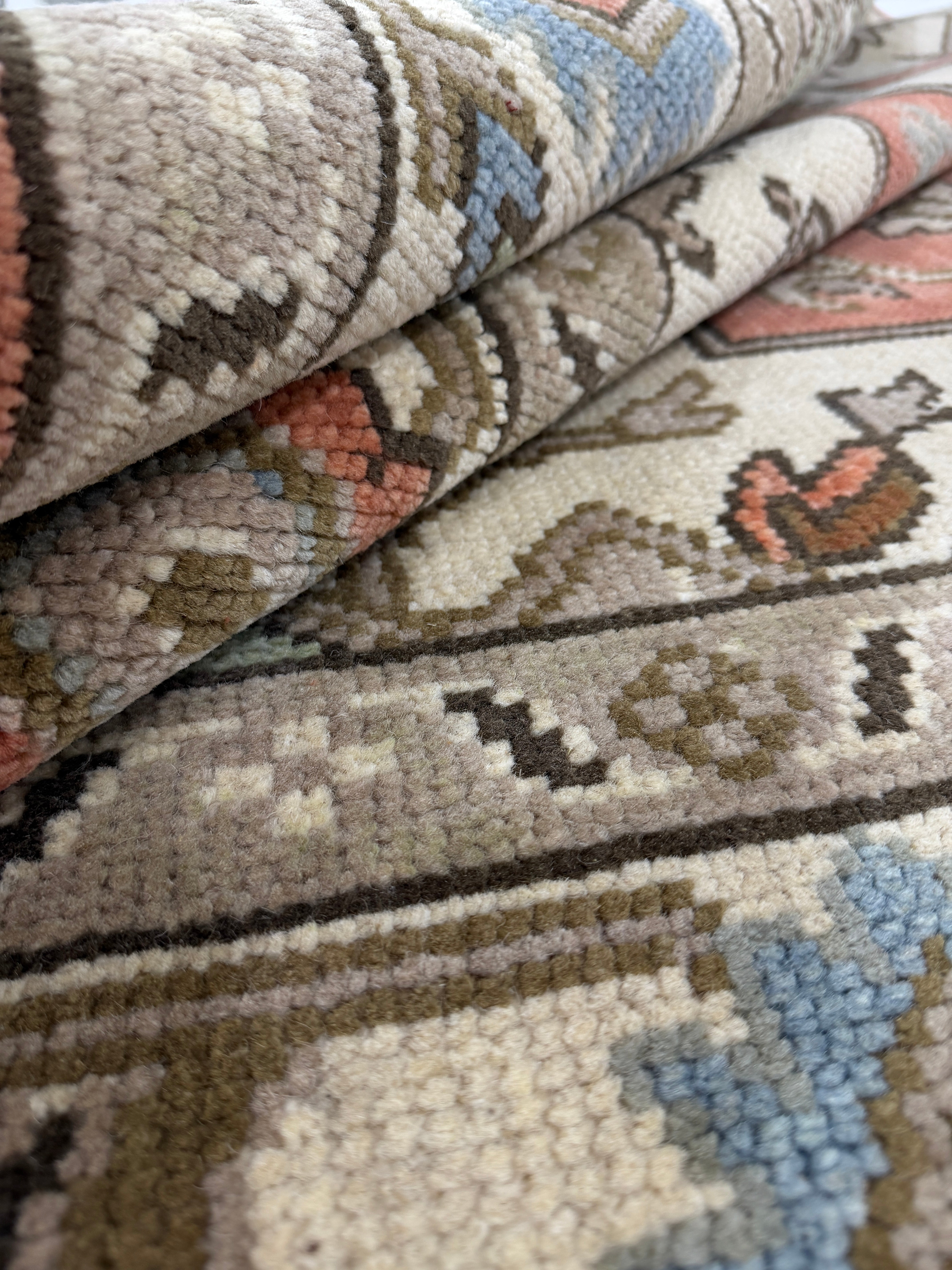 Vintage Terracotta Rug, Handmade Traditional Floral Area Rug, Persian Style Carpet, Beige Border, Boho Rustic Home Decor