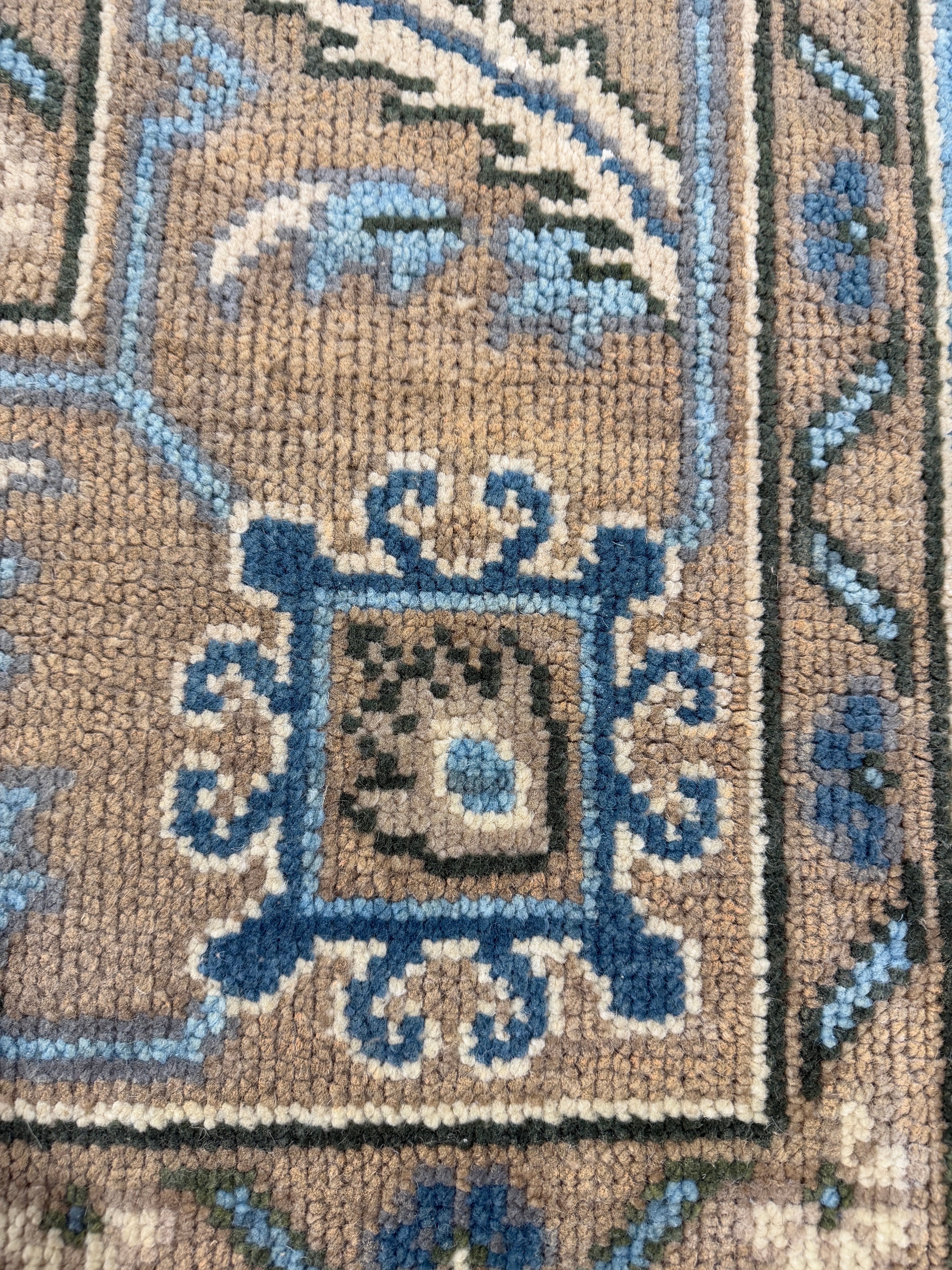 Vintage Blue Persian Rug, Traditional Floral Area Rug, Blue Beige Oriental Carpet, Classic Medallion Rug, Living Room Bedroom Rug