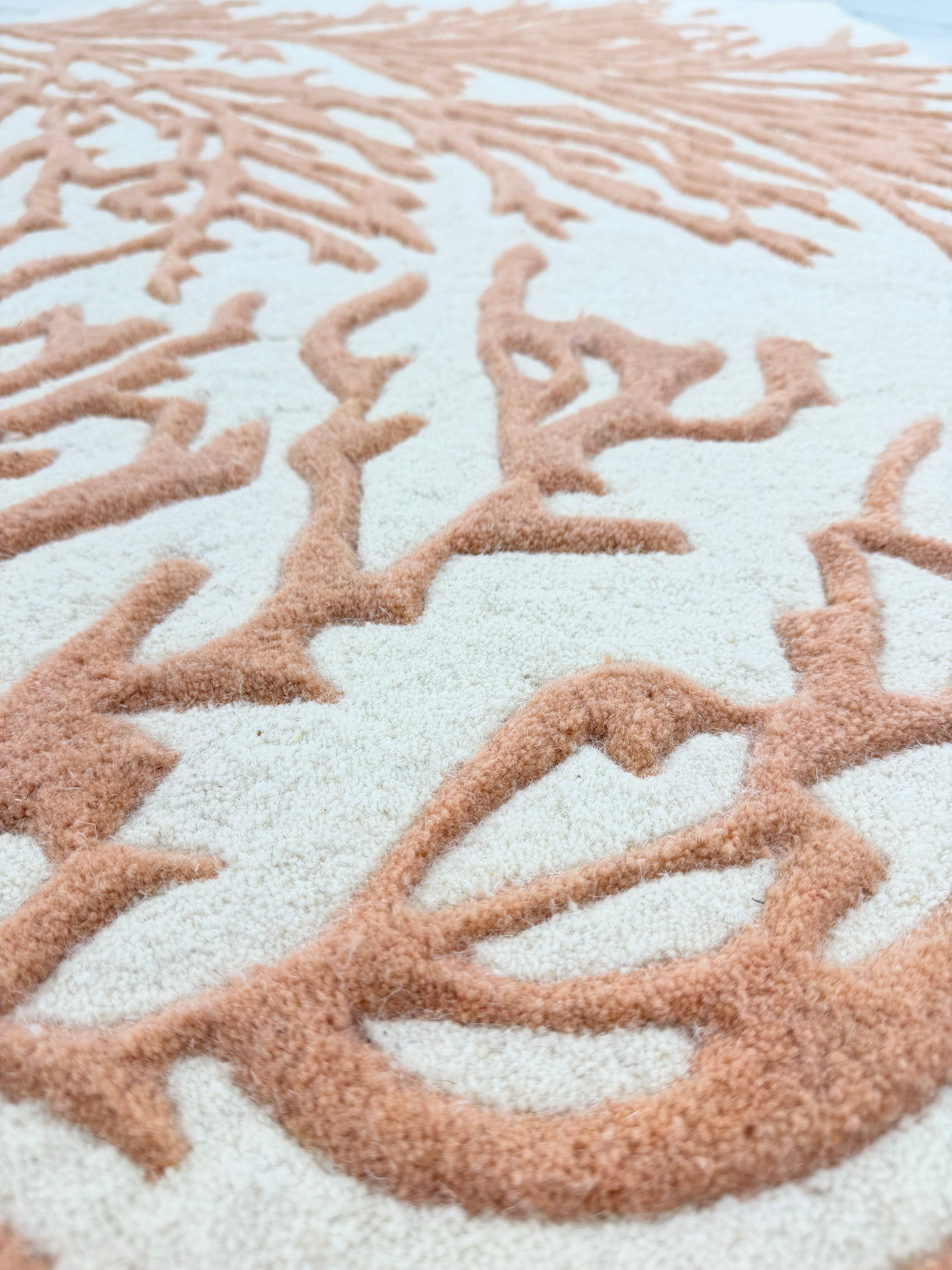 Peach Tufted Rug | Ivory Abstract Area Rug | Modern Organic Carpet | Boho Home Decor | Minimalist Bedroom Rug | Neutral Living Room Decor