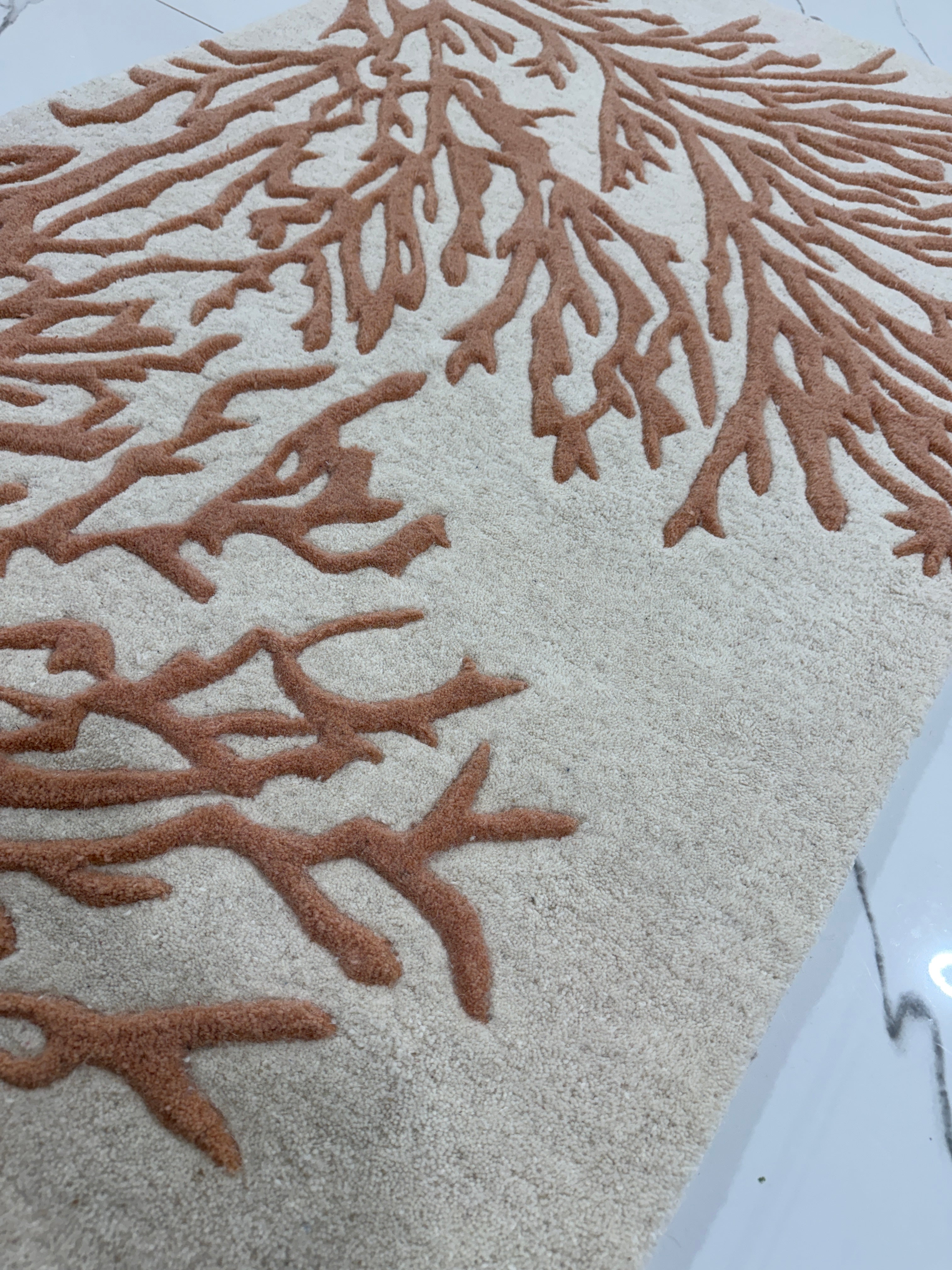 Peach Tufted Rug | Ivory Abstract Area Rug | Modern Organic Carpet | Boho Home Decor | Minimalist Bedroom Rug | Neutral Living Room Decor