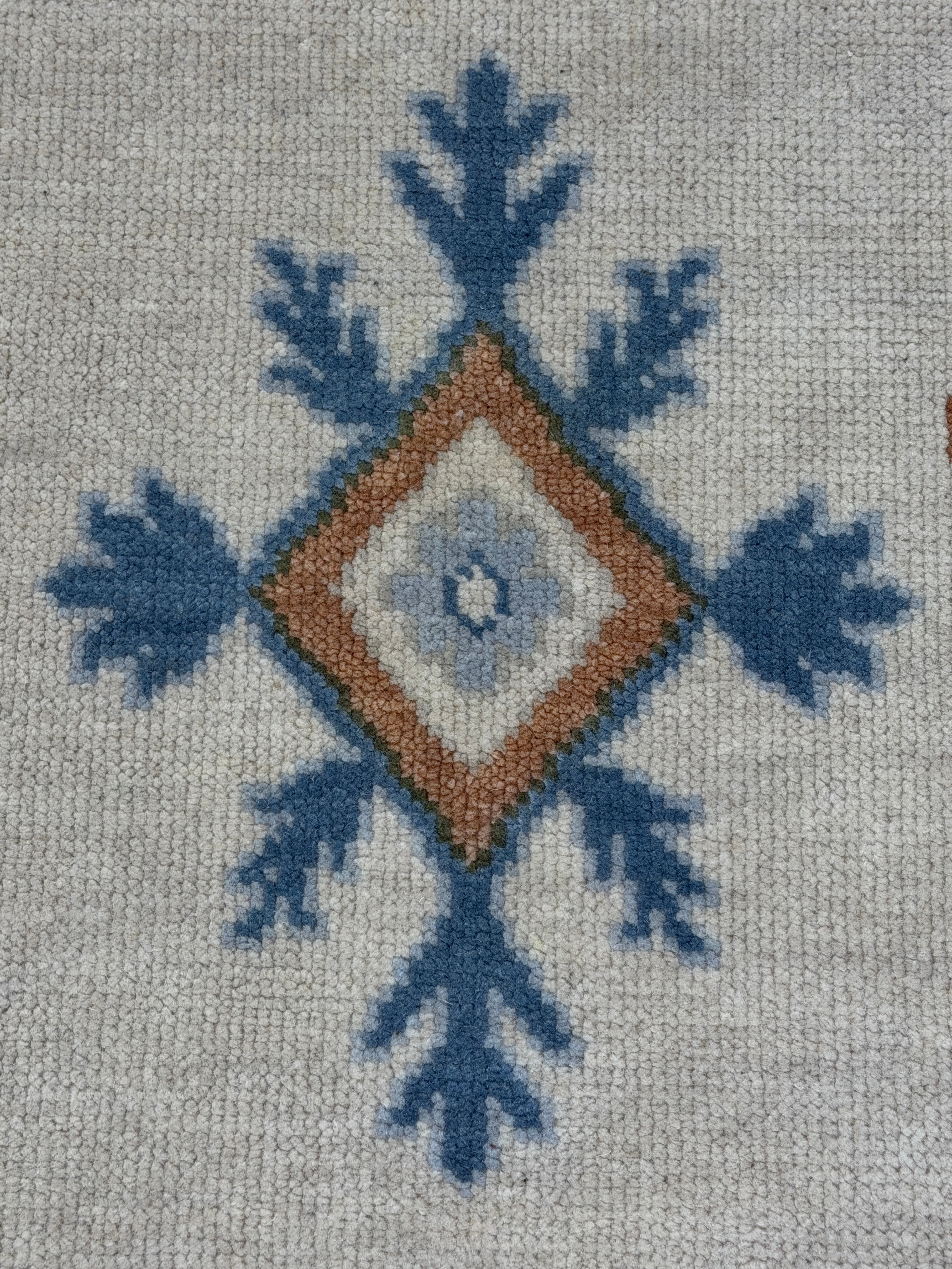Handmade Tribal Area Rug, Ivory Blue Geometric Carpet, Rustic Vintage Style Rug, Boho Living Room Decor, GREEN TOUCH CARPET