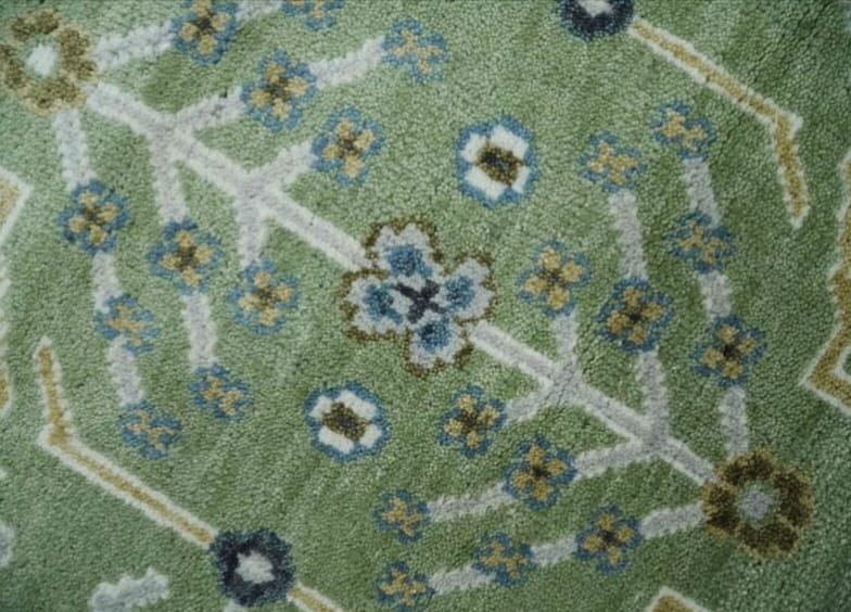 Handmade Green Floral Area Rug, Vintage Botanical Wool Carpet, Sage Green Traditional Rug, Elegant Living Room Decor by GREEN TOUCH CARPET