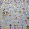 Hand-Knotted Oushak Wool Rug: Gray & Purple Turkish Knot, 8x10 Vintage Style