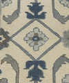 Handmade Oushak Wool Runner Rug: Ocean Blue, Green, Ivory Floral, 2.6x7 ft