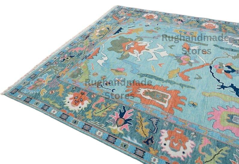 Handmade Oushak Wool Rug: Vintage Turkish Knot Area Rug, 8x10