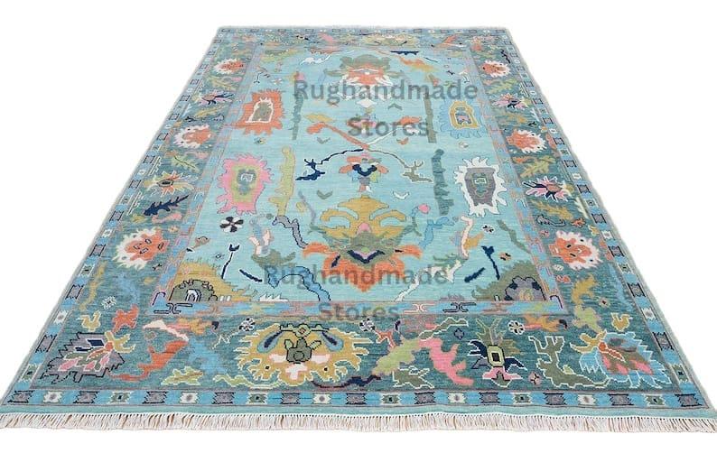 Handmade Oushak Wool Rug: Vintage Turkish Knot Area Rug, 8x10
