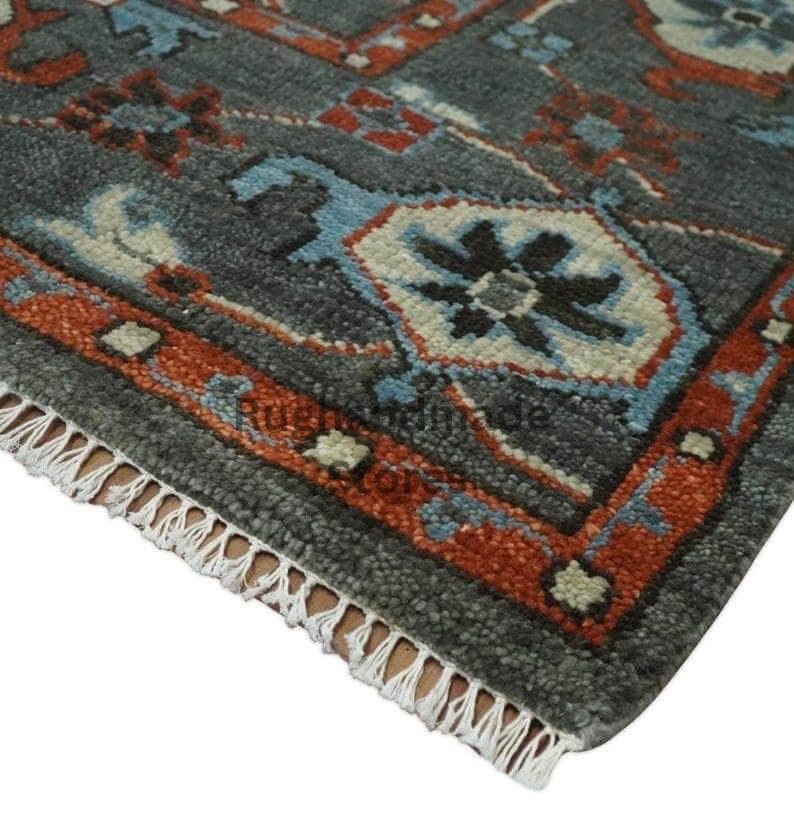 Knotted Oushak Wool Rug: Vintage Turkish Area Rug, 8x10
