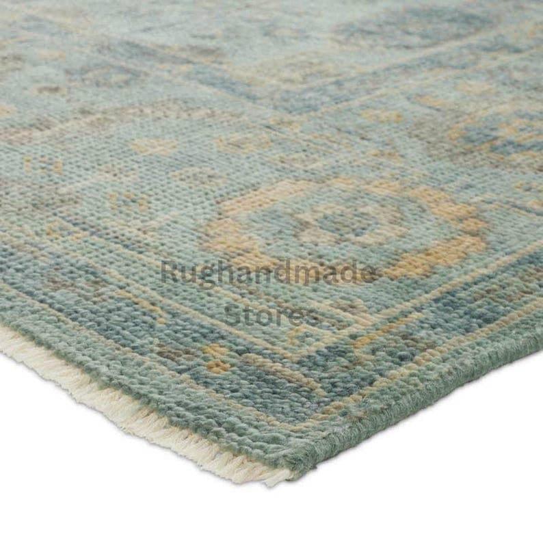Handmade Oushak Wool Rug: Turkish Knot, Floral Design, 8x10 Area Rug