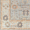 Handmade Oushak Wool Rug: Slate Blue, Ivory, Peach Floral Design