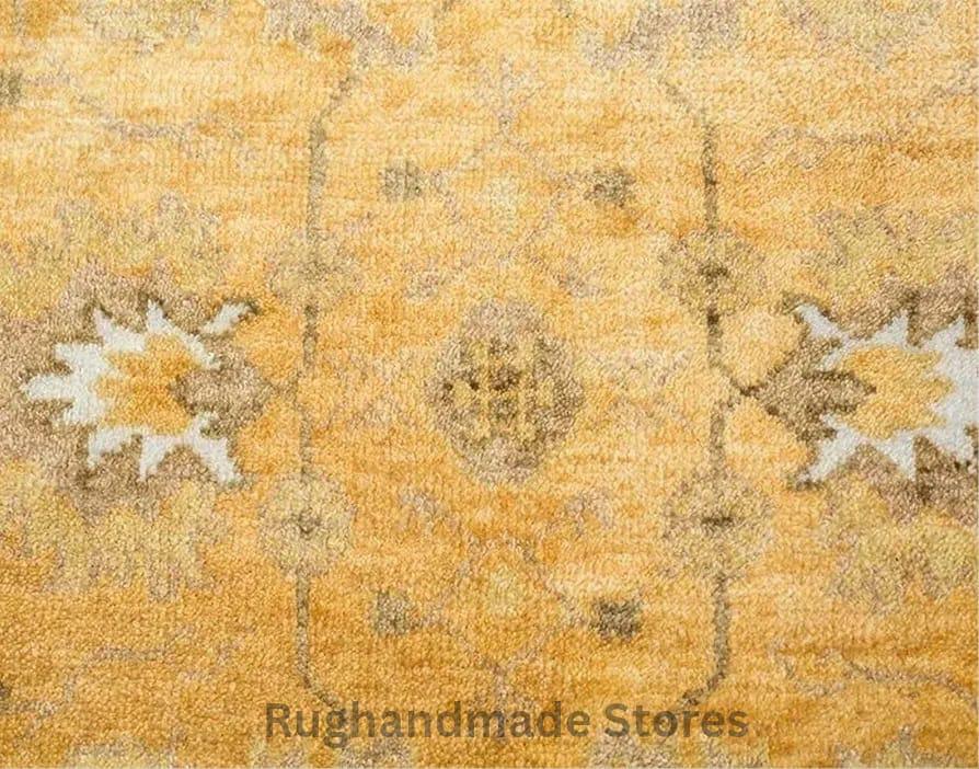 Hand-Knotted Oushak Wool Rug: Vintage Turkish Floral Area Rug