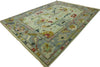 Hand-Knotted Oushak Wool Rug: Turkish Floral Area Rug, 8x10