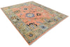 Hand-Knotted Oushak Wool Rug: Floral Turkish Area Rug, 8x10