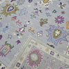 Hand-Knotted Oushak Wool Rug: Gray & Purple Turkish Knot, 8x10 Vintage Style