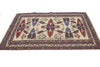 Hand-Knotted Wool Rug: Geometric Oushak Design, Ivory & Red, 8x10