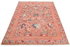 Handmade Wool Turkish Knot Rug: Pink & Yellow Oushak Area Rug