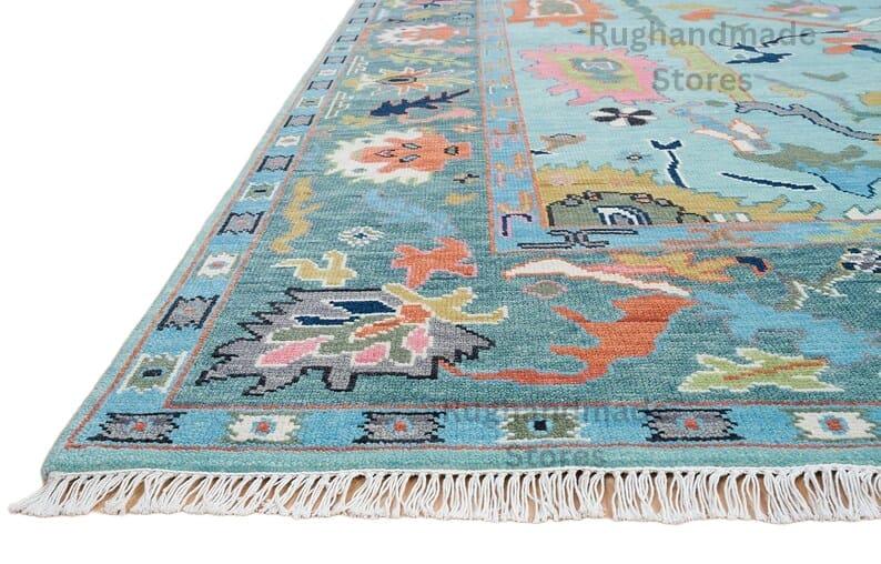 Handmade Oushak Wool Rug: Vintage Turkish Knot Area Rug, 8x10