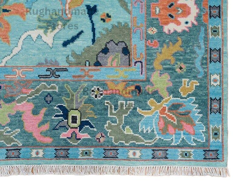 Handmade Oushak Wool Rug: Vintage Turkish Knot Area Rug, 8x10
