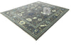 Hand-Knotted Oushak Wool Rug: Traditional Floral Design, Muted Gray, 8x10 Area Rug