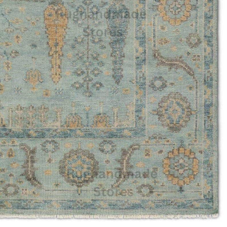Handmade Oushak Wool Rug: Turkish Knot, Floral Design, 8x10 Area Rug