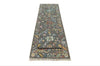 Handmade Oushak Wool Runner Rug: Gray, Olive, Blue Floral, 2.6x7 ft