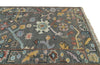 Handmade Oushak Wool Runner Rug: Gray, Olive, Blue Floral, 2.6x7 ft