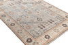 Handmade Oushak Wool Rug: Slate Blue, Ivory, Peach Floral Design