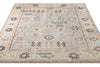 Handmade Oushak Wool Rug: Slate Blue, Ivory, Peach Floral Design