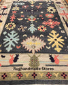 Hand-Knotted Oushak Wool Rug: Light Blue, Gray, Coral, 8x10 Area Rug