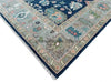 Handmade Oushak Wool Rug: Blue & Gray Turkish Knot Area Rug