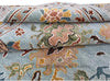 Hand-Knotted Oushak Wool Rug: Sky Blue & Multicolor Turkish Area Rug