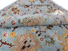 Hand-Knotted Oushak Wool Rug: Sky Blue & Multicolor Turkish Area Rug