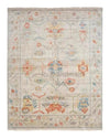 Handmade Oushak Wool Rug: Beige & Gray Turkish Knot Area Rug