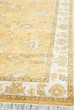Hand-Knotted Oushak Wool Rug: Vintage Turkish Floral Area Rug